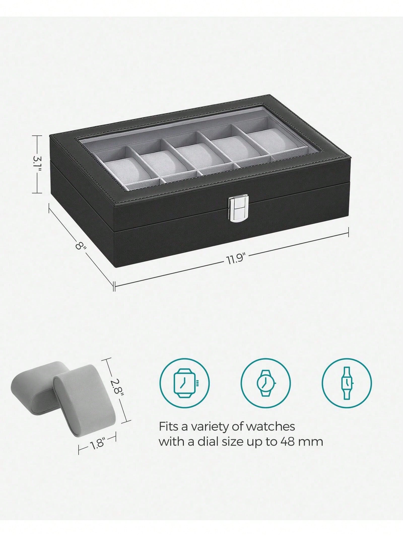 12-Slot Lockable Watch Box wit - đánh giá và giá Jewelry Box Watches Bracelets