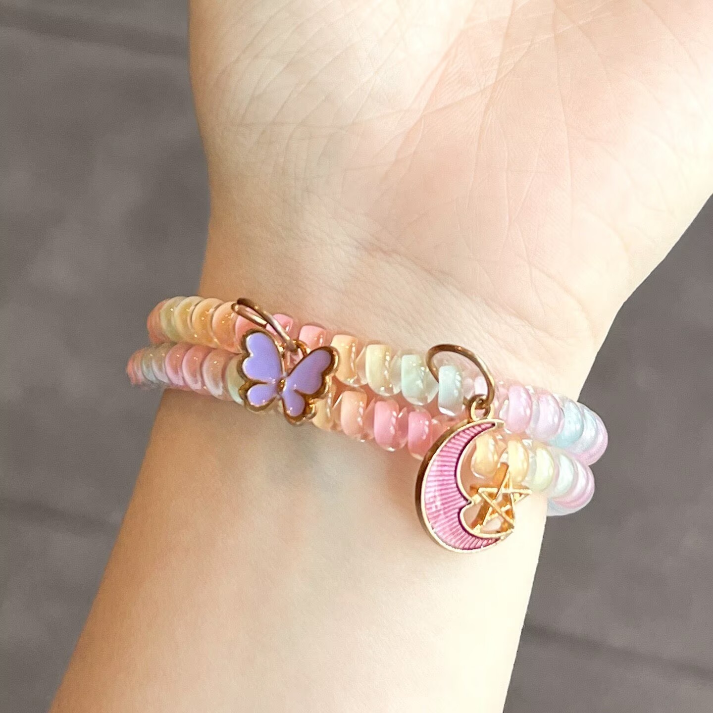 Candy Gradient Flat Bead Strap - đánh giá và giá Jewelry Watches For Kids